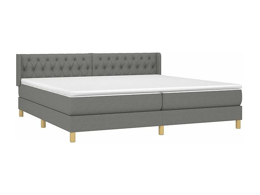 Sommier à lattes de lit avec matelas Gris foncé 200x200 Tissu