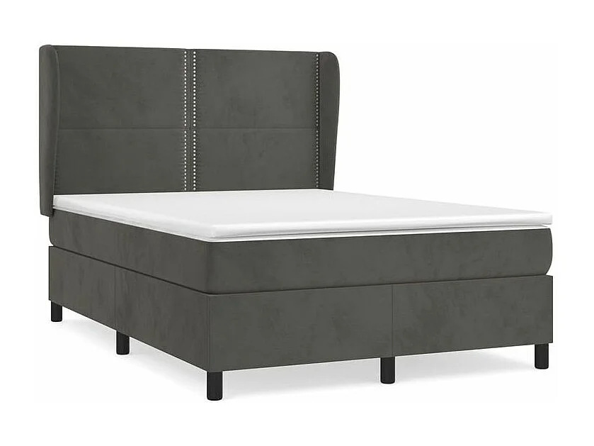 Sommier à lattes de lit et matelas Gris foncé 140x190 Velours
