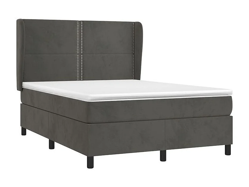 Sommier à lattes de lit et matelas Gris foncé 140x190 Velours