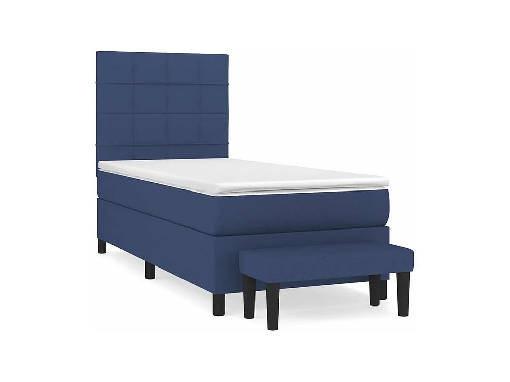 Sommier à lattes de lit avec matelas Bleu 100x200 Tissu