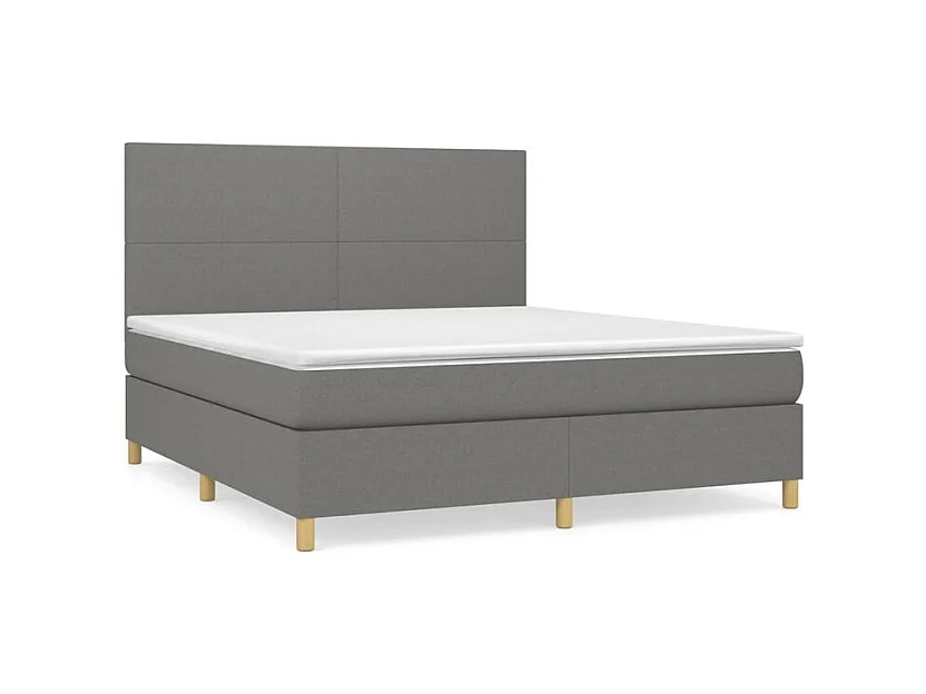 Sommier à lattes de lit avec matelas Gris foncé 180x200 Tissu