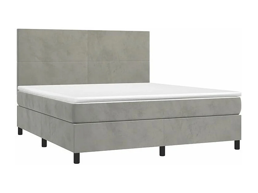 vidaXL Cama box spring colchón y LED terciopelo gris claro 180x200 cm