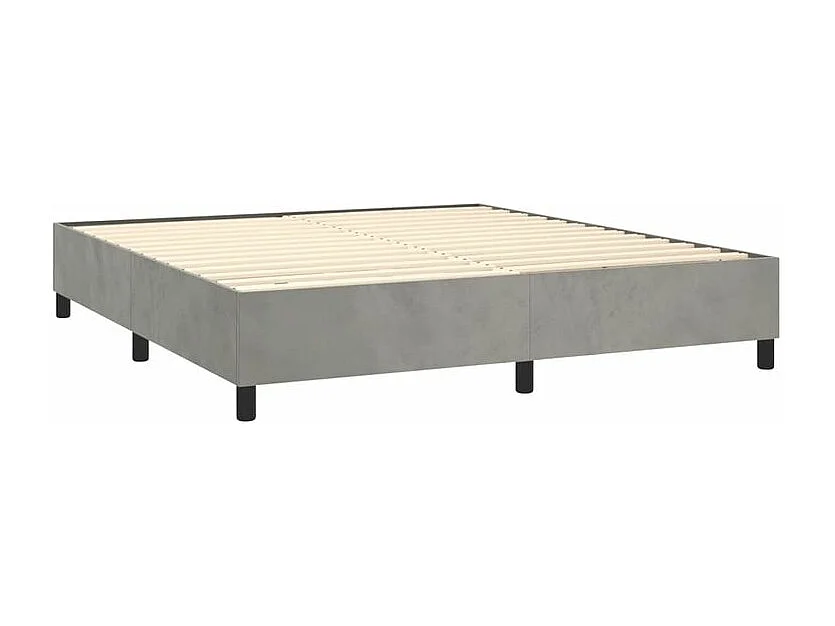 vidaXL Cama box spring colchón y LED terciopelo gris claro 180x200 cm