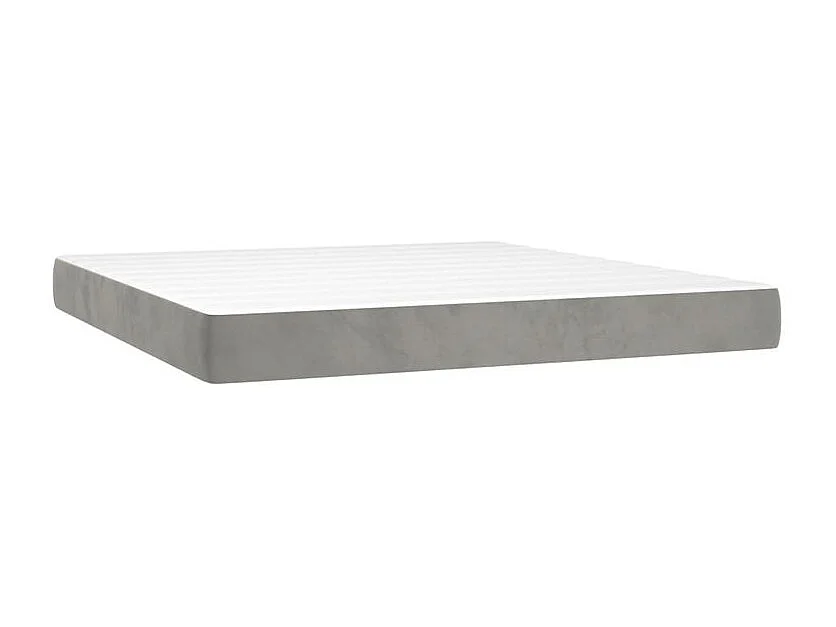 vidaXL Cama box spring colchón y LED terciopelo gris claro 180x200 cm