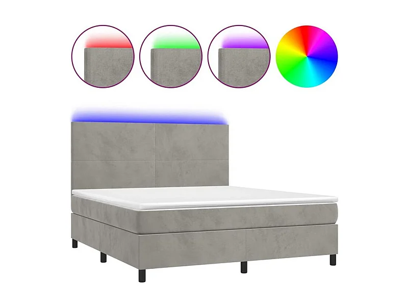 Sommier à lattes de lit avec matelas LED Gris clair 180x200