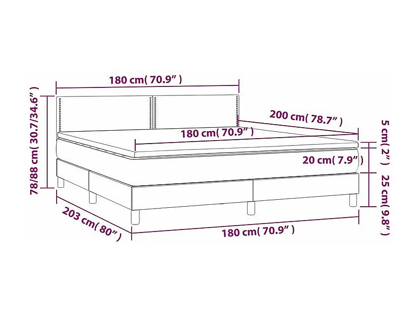 Sommier à lattes de lit avec matelas LED Bleu foncé 180x200