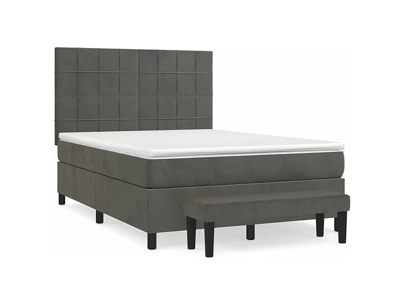 Sommier à lattes de lit et matelas Gris foncé 140x190 Velours