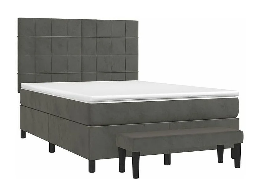 Sommier à lattes de lit et matelas Gris foncé 140x190 Velours