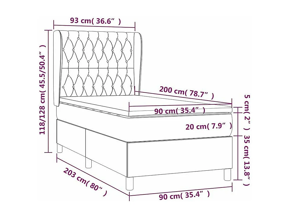 Sommier à lattes de lit avec matelas Marron foncé 90x200