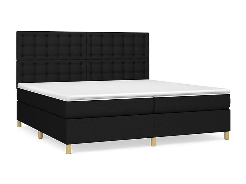 Sommier à lattes de lit avec matelas Noir 200x200 Tissu
