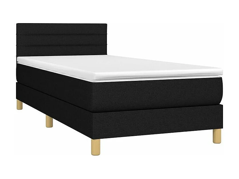 Sommier à lattes de lit avec matelas LED Noir 100x200 Tissu