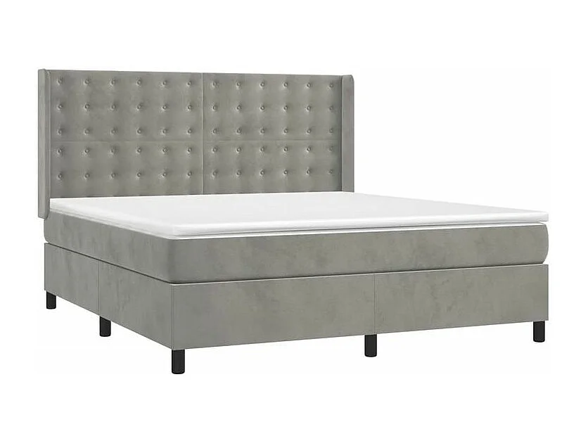 Sommier à lattes de lit matelas et LED Gris clair 180x200