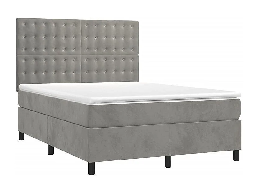 Sommier à lattes de lit matelas et LED Gris clair 140x190