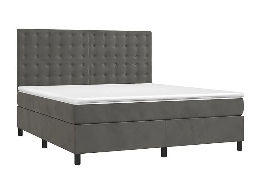 Sommier à lattes de lit matelas et LED Gris foncé 160x200