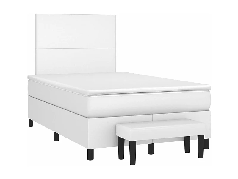 Sommier à lattes de lit avec matelas blanc 120x190 similicuir