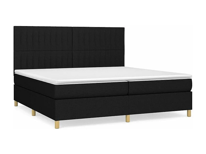 Sommier à lattes de lit avec matelas Noir 200x200 Tissu