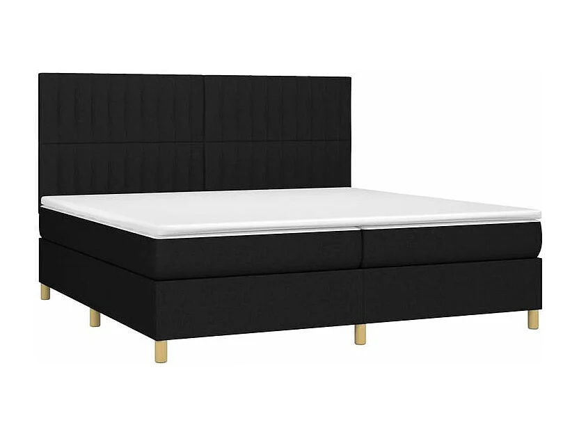 Sommier à lattes de lit avec matelas Noir 200x200 Tissu