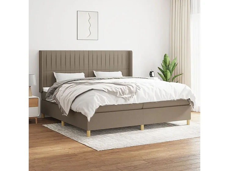 Sommier à lattes de lit avec matelas Taupe 200x200 Tissu