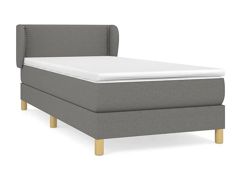Sommier à lattes de lit avec matelas Gris foncé 90x200 Tissu