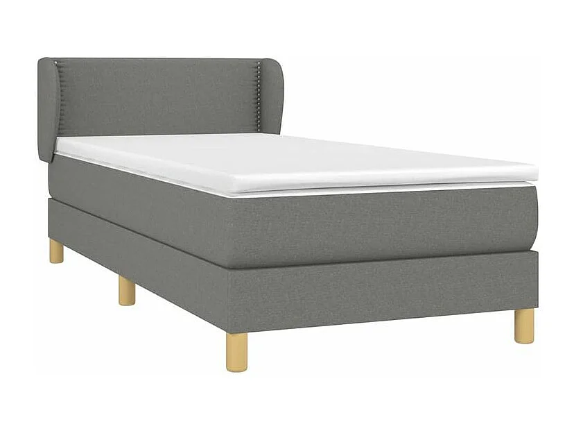 Sommier à lattes de lit avec matelas Gris foncé 90x200 Tissu