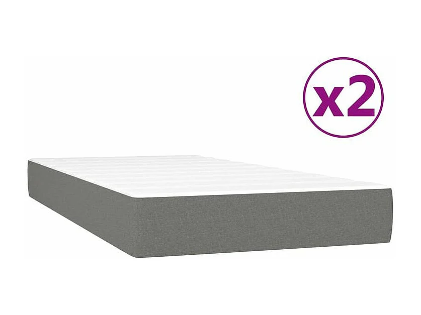 Sommier à lattes de lit avec matelas Gris foncé 200x200 Tissu