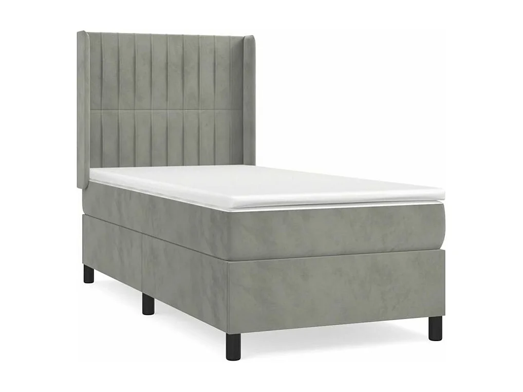 Sommier à lattes de lit et matelas Gris clair 90x200 Velours