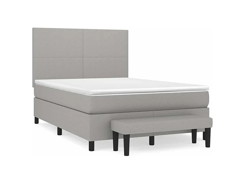 Sommier à lattes de lit avec matelas Gris clair 140x200 Tissu