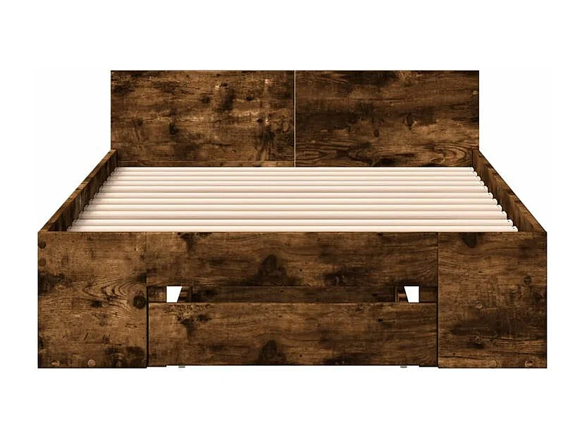 Cadre de lit et tiroir chêne fumé 90x200 bois d'ingénierie