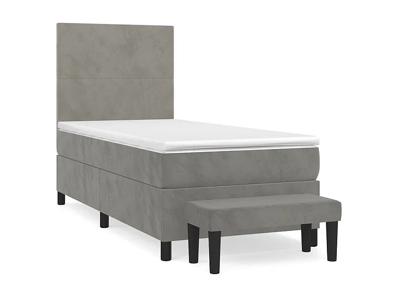 Sommier à lattes de lit et matelas Gris clair 90x200 Velours