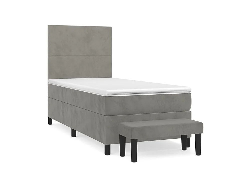 Sommier à lattes de lit et matelas Gris clair 90x200 Velours
