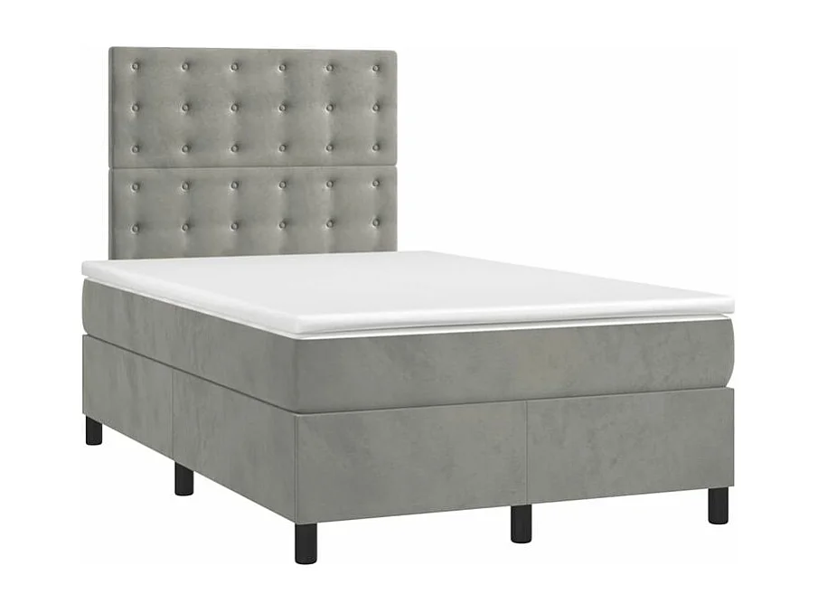 Sommier à lattes de lit matelas et LED Gris clair 120x200