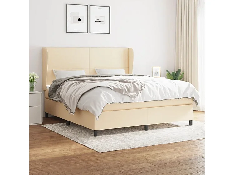 Sommier à lattes de lit avec matelas Crème 180x200 Tissu