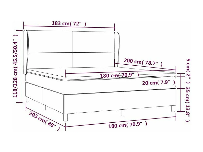 Sommier à lattes de lit avec matelas Crème 180x200 Tissu