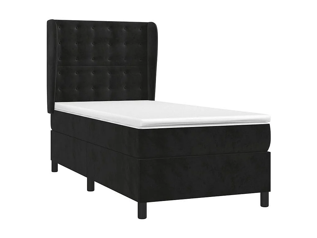 Sommier à lattes de lit avec matelas Noir 90x200 Velours