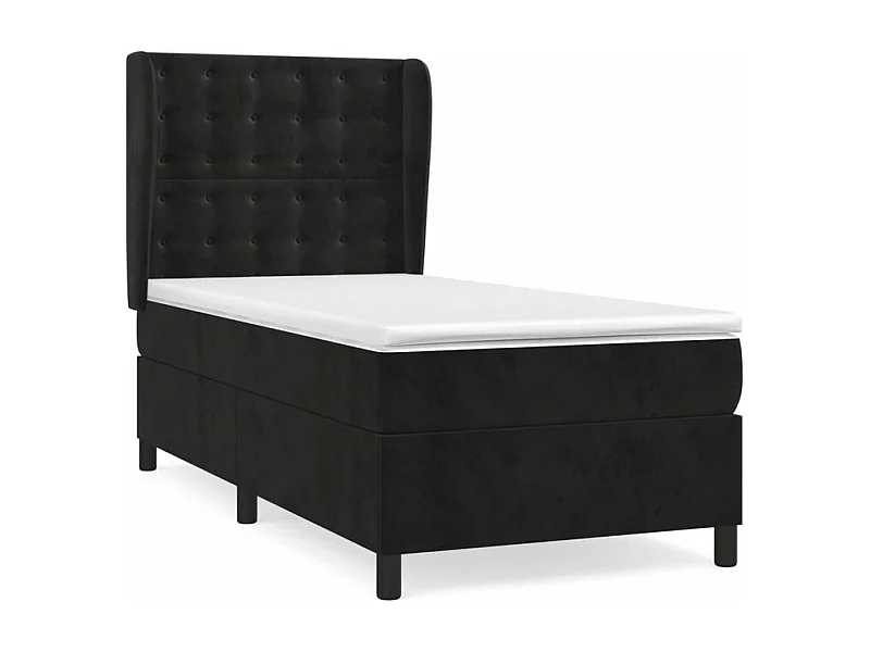 Sommier à lattes de lit avec matelas Noir 90x200 Velours