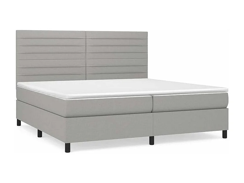 Sommier à lattes de lit avec matelas Gris clair 200x200 Tissu