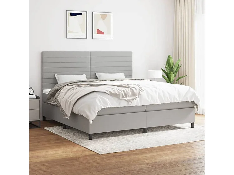 Sommier à lattes de lit avec matelas Gris clair 200x200 Tissu