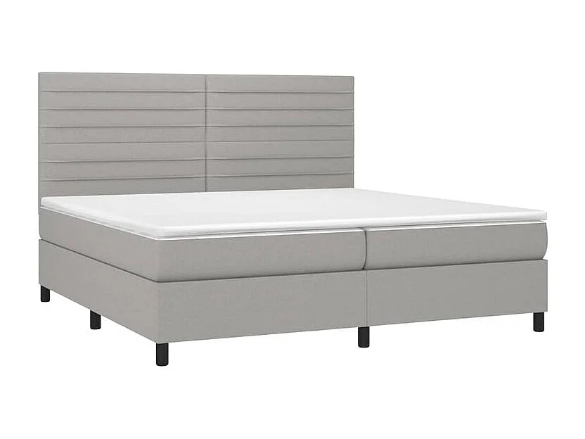 Sommier à lattes de lit avec matelas Gris clair 200x200 Tissu