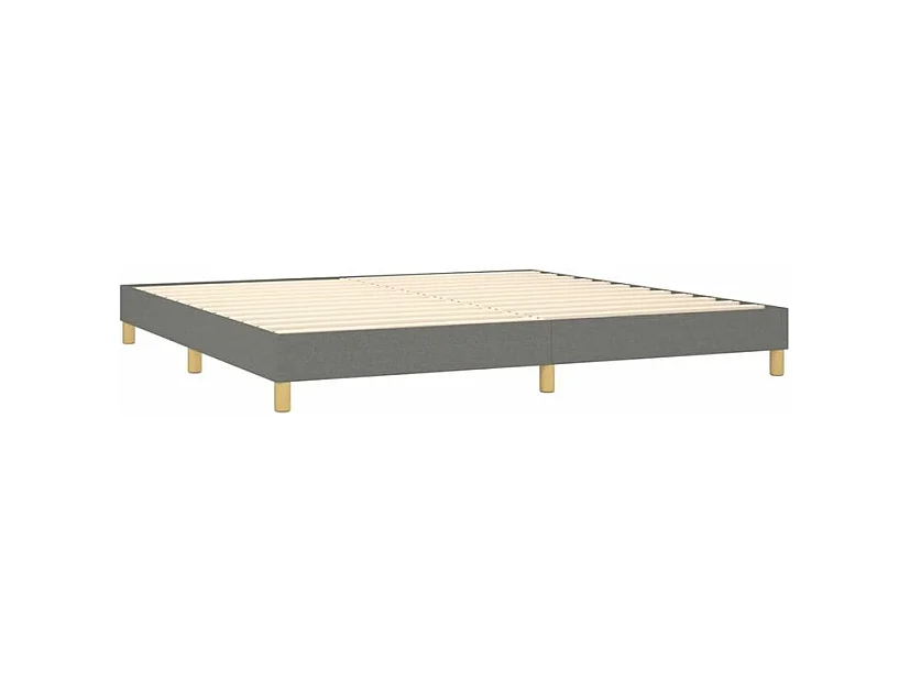 Sommier à lattes de lit avec matelas Gris foncé 200x200 Tissu