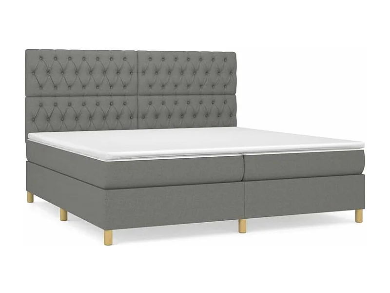 Sommier à lattes de lit avec matelas Gris foncé 200x200 Tissu
