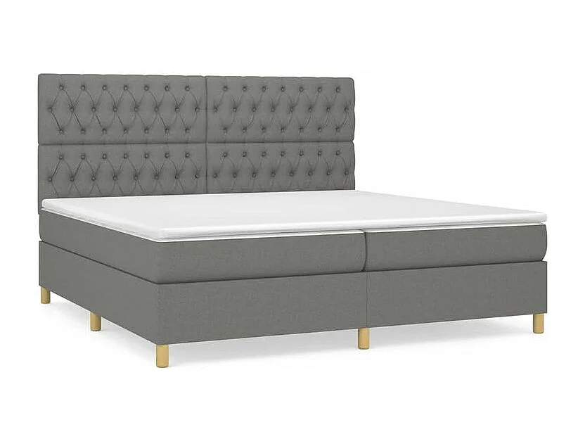 Sommier à lattes de lit avec matelas Gris foncé 200x200 Tissu