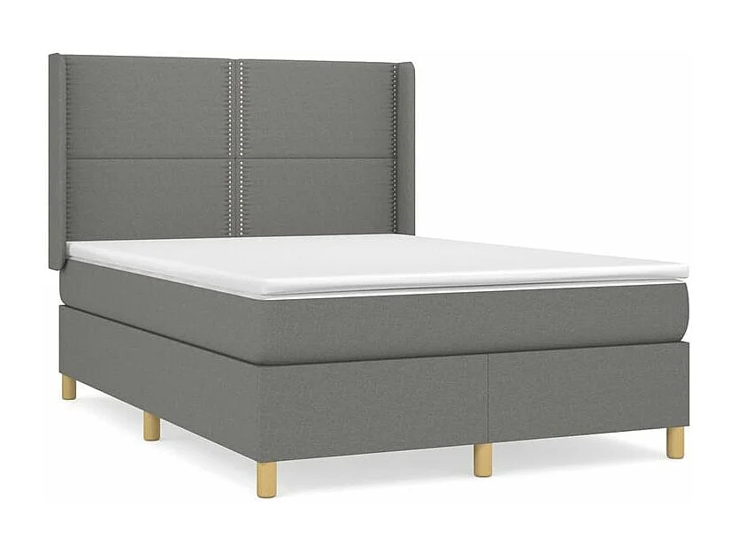 Sommier à lattes de lit avec matelas Gris foncé 140x200 Tissu