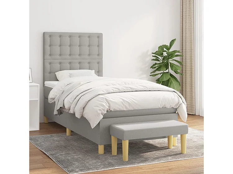Sommier à lattes de lit avec matelas Gris clair 80x200 Tissu
