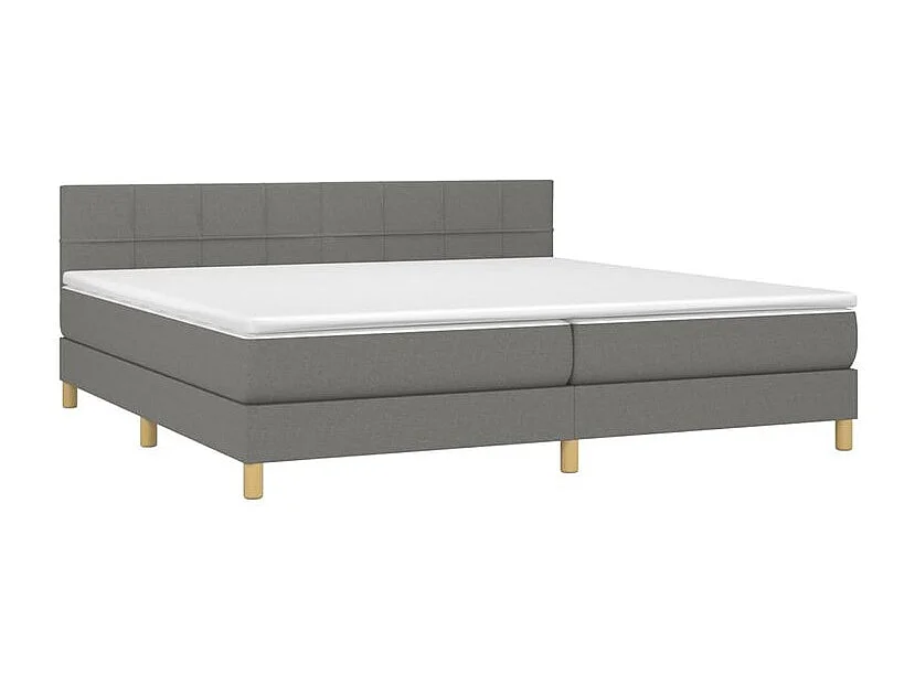 Sommier à lattes de lit et matelas et LED Gris foncé 200x200