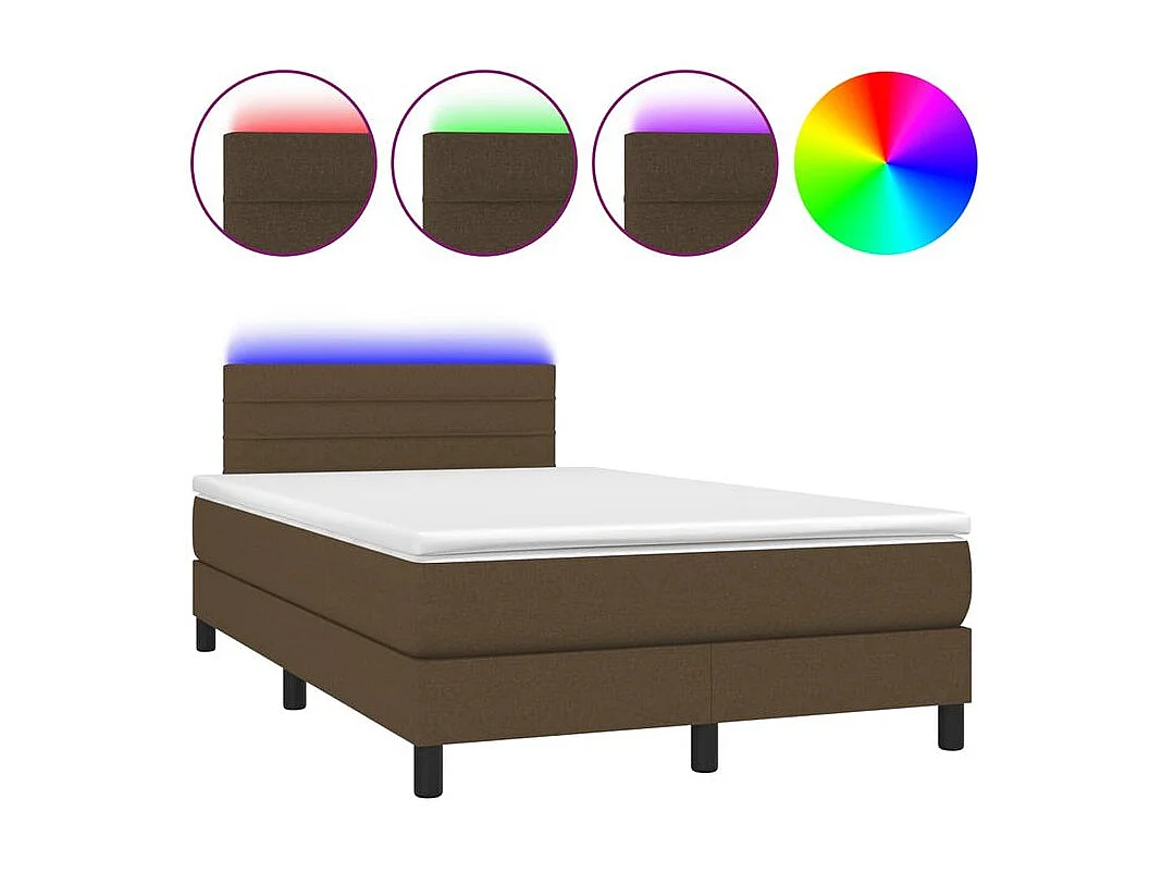 Sommier à lattes de lit matelas et LED Marron foncé 120x200