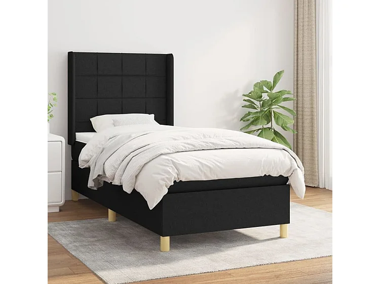Sommier à lattes de lit et matelas Noir 80x200 Tissu