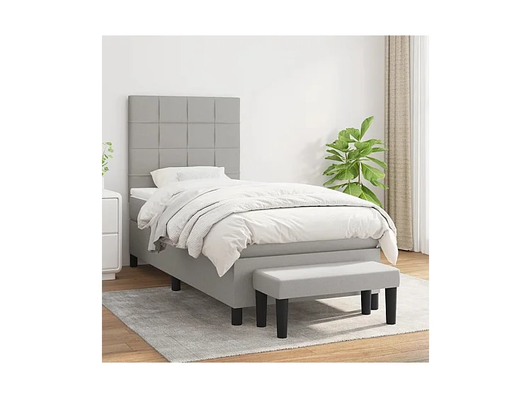 vidaXL Cama box spring con colchón tela gris claro 80x200 cm