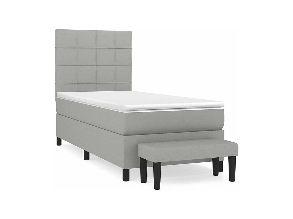 vidaXL Cama box spring con colchón tela gris claro 80x200 cm