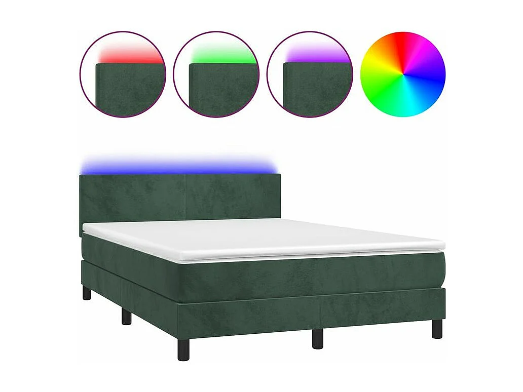 Sommier à lattes de lit avec matelas LED Vert foncé 140x200