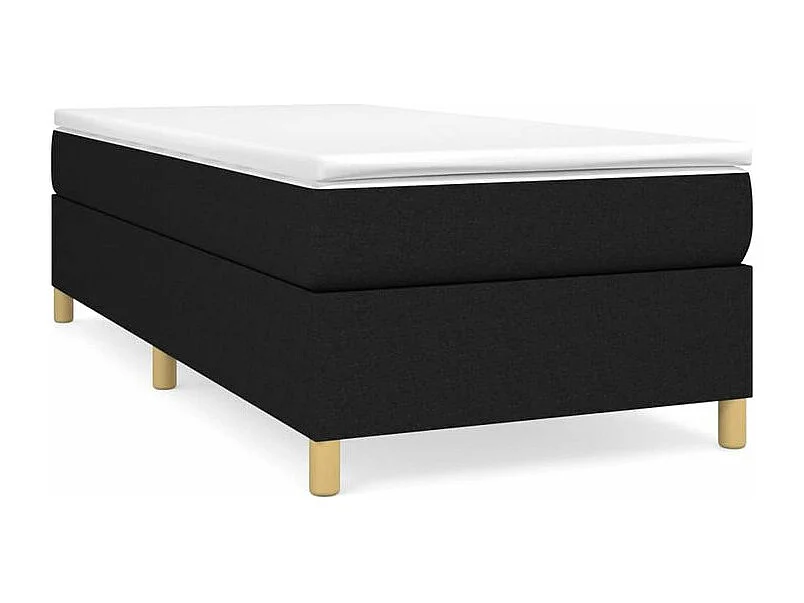 Sommier à lattes de lit avec matelas Noir 100x200 Tissu